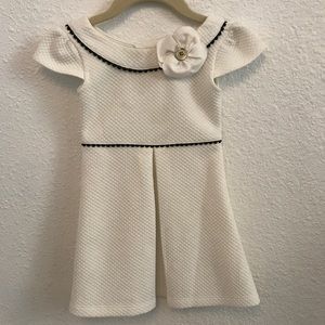 Janie and Jack white dress with flower brooch 2T